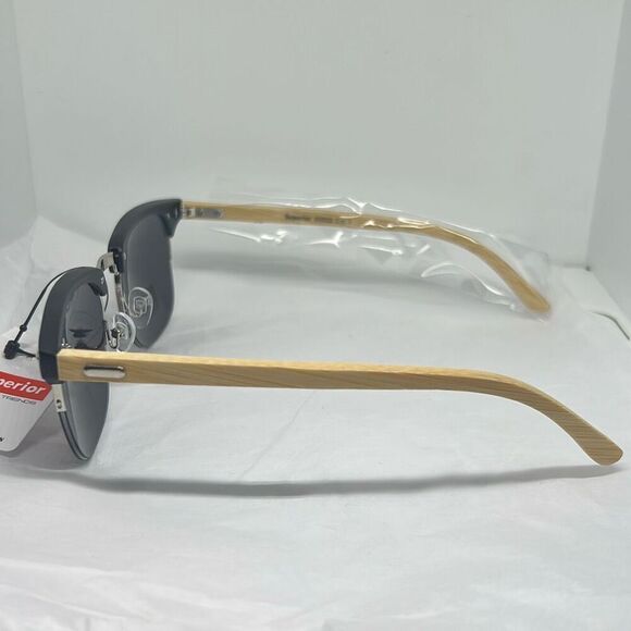 Superior Optical Trends Clubmaster-Style Sunglasses – Bamboo Arms – UV400 Maximu - Picture 2 of 3